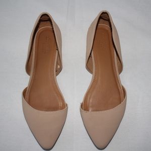 Pointed Toe D'orsay Nude Flats | Size 8